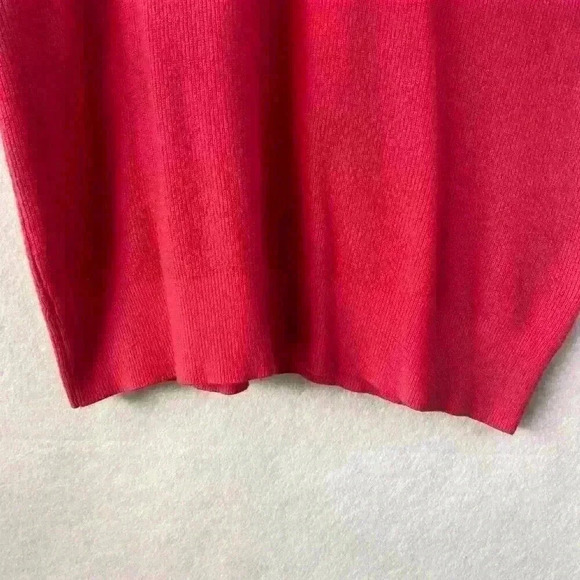Vila Milanis Women's Hot Pink Short Sleeved V Neck Pullover Sweater Size Large - Picture 6 of 9